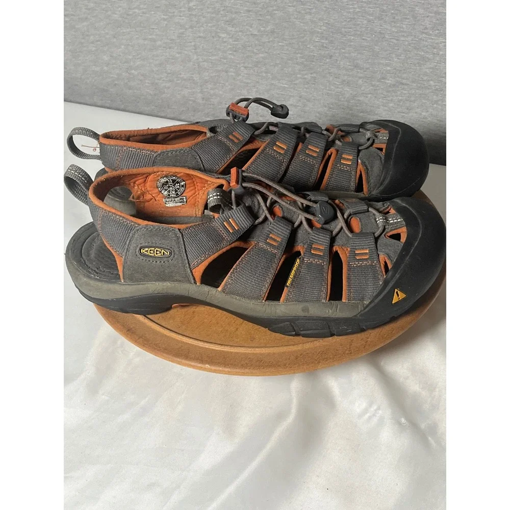 Keen Newport H2 Mens Gray Orange Waterproof Hiking Water Sandals Size 9.5